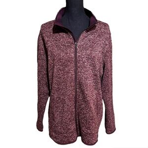 Eddie Bauer Full Zip Purple Maroon Speckled Sweater Jacket Top Women's Plus 2XL